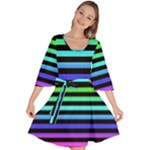 Rainbow Stripes Velour Kimono Dress