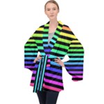 Rainbow Stripes Long Sleeve Velvet Kimono 