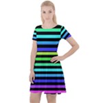 Rainbow Stripes Cap Sleeve Velour Dress 