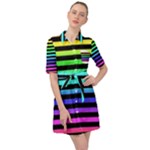 Rainbow Stripes Belted Shirt Dress