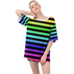Rainbow Stripes Oversized Chiffon Top