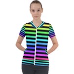 Rainbow Stripes Short Sleeve Zip Up Jacket