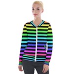 Rainbow Stripes Velvet Zip Up Jacket