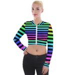 Rainbow Stripes Long Sleeve Cropped Velvet Jacket