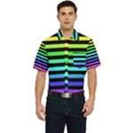 Rainbow Stripes Men s Short Sleeve Pocket Shirt 