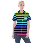 Rainbow Stripes Women s Short Sleeve Pocket Shirt
