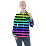Rainbow Stripes Women s Long Sleeve Pocket Shirt