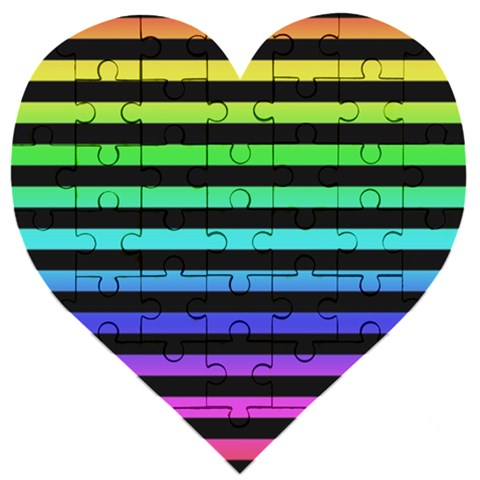 Rainbow Stripes Wooden Puzzle Heart from ArtsNow.com