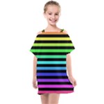 Rainbow Stripes Kids  One Piece Chiffon Dress