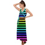 Rainbow Stripes V-Neck Chiffon Maxi Dress