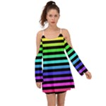 Rainbow Stripes Kimono Sleeves Boho Dress