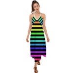 Rainbow Stripes Halter Tie Back Dress 