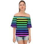 Rainbow Stripes Off Shoulder Short Sleeve Top