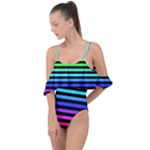 Rainbow Stripes Drape Piece Swimsuit