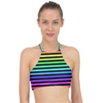 Rainbow Stripes Racer Front Bikini Top
