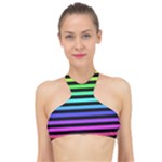 Rainbow Stripes High Neck Bikini Top