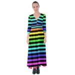 Rainbow Stripes Button Up Maxi Dress