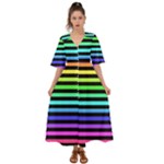 Rainbow Stripes Kimono Sleeve Boho Dress