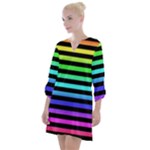 Rainbow Stripes Open Neck Shift Dress