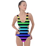 Rainbow Stripes Side Cut Out Swimsuit