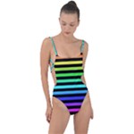 Rainbow Stripes Tie Strap One Piece Swimsuit