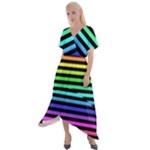 Rainbow Stripes Cross Front Sharkbite Hem Maxi Dress