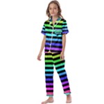 Rainbow Stripes Kids  Satin Short Sleeve Pajamas Set