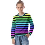 Rainbow Stripes Kids  Long Sleeve Tee with Frill 