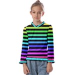 Rainbow Stripes Kids  Frill Detail Tee