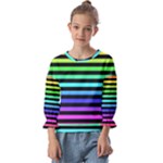 Rainbow Stripes Kids  Cuff Sleeve Top