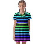 Rainbow Stripes Kids  Asymmetric Collar Dress