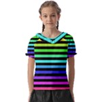 Rainbow Stripes Kids  Frill Chiffon Blouse