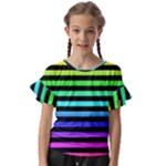 Rainbow Stripes Kids  Cut Out Flutter Sleeves