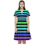 Rainbow Stripes Short Sleeve Waist Detail Dress