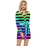 Rainbow Stripes Long Sleeve Satin Robe