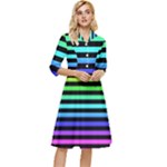 Rainbow Stripes Classy Knee Length Dress