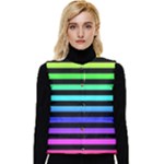 Rainbow Stripes Women s Short Button Up Puffer Vest