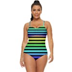 Rainbow Stripes Retro Full Coverage Swimsuit