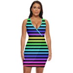 Rainbow Stripes Draped Bodycon Dress