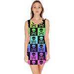 Rainbow Skull Checkerboard Bodycon Dress