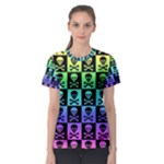 Rainbow Skull Checkerboard Women s Sport Mesh Tee