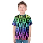 Rainbow Skull Checkerboard Kids  Cotton Tee