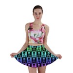 Rainbow Skull Checkerboard Mini Skirt