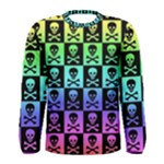 Rainbow Skull Checkerboard Men s Long Sleeve Tee
