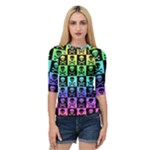 Rainbow Skull Checkerboard Quarter Sleeve Raglan Tee