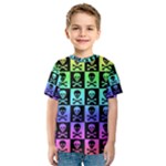 Rainbow Skull Checkerboard Kids  Sport Mesh Tee