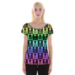 Rainbow Skull Checkerboard Cap Sleeve Top