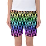 Rainbow Skull Checkerboard Women s Basketball Shorts