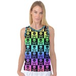 Rainbow Skull Checkerboard Women s Basketball Tank Top