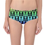 Rainbow Skull Checkerboard Mid-Waist Bikini Bottoms